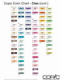 Copic Ciao Double Ended Marker Pens Colour Chart