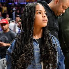 While jayonce usually like to keep blue's hair au natural, they do like to occasionally put her hair. Blue Ivy Rocked Box Braids And A Personalized Jacket Courtside At The Lakers Game Teen Vogue