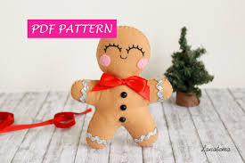 Plush Pattern Soft Toy Pattern Christmas Gingerbread Man Plush Hand Sewing Pattern Felt Pattern Doll Pdf Decoration Christmas Ornament Diy Felt Toys Patterns Soft Toy Patterns Stuffed Toys Patterns