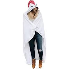 With over a dozen silly animal hooded blankets to choose from, these are the creature comforts that they've been wanting! Lulu Coco Super Soft Plush Hooded Animal Throw Girls Teens Young Adults Gift White Unicorn Kids Bedding Home Kitchen