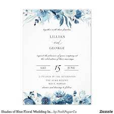 Shades Of Blue Floral Wedding Invitation Zazzle Com In 2021 Floral Wedding Floral Wedding Invitations Wedding Invitations