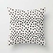 Black And White Polka Dot Outdoor Cushions Preppy Brushstroke Free Polka Dots Black And White Spots Dots Dalmation Animal Spots Design Minimal Throw Pillow Black And White Pillows White Throw Pillows