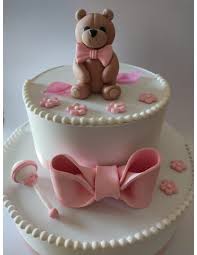 Matrimonio rosa commestibile / fiori di torta battezzante. Kit Decorazione Per Torta Battesimo Orsetto Bimba Girl Non Commestibile Altezza 10 Cm In Pasta Di Zucchero