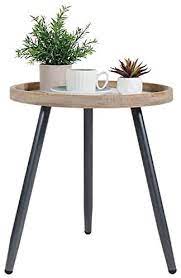 The individual wooden panels are expertly designed and the practical shelf space is accessible from both sides. Tiita Round End Table Mental Side Table Nightstand Small Wood Tables Accent Coffee Table With Wooden Tray For Living Room Bedroom Office Small Space Small Brown Buy Online At Best Price In Uae