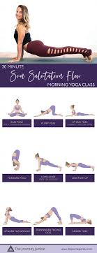 30 Minute Morning Sun Salutation Yoga Flow The Journey Junkie In 2020 Yoga Flow Morning Yoga Sequences Yoga Routine For Beginners