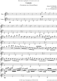 Canon in d by johann pachelbel for easy/level 5 piano solo. Canon Flute And Violin Sheet Music By Johann Pachelbel