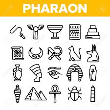 Another popular symbol used in ancient egypt was the uraeus. Pharaoh Egypt King Vector Thin Line Icons Set Pharaoh Royal Royalty Free Cliparts Vectors And Stock Illustration Image 122872328