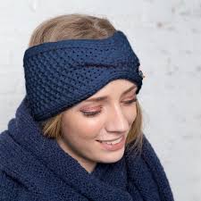 Wollstirnband Heidi, handgefertigt, Hazel Braun