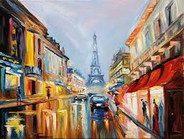 Rainy Day In Paris Eiffel Tower Cityscape Scene By Anastassiaart 125 00 Abstrait Paris