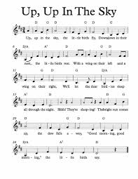 Free Sheet Music For Up Up In The Sky Children S Song Enjoy Elementary Music Lessons Music Lesson Plans Kindergarten Music