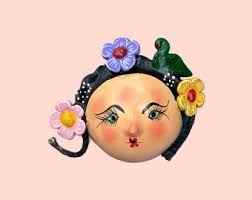 Mexican Coconut Mask: Folk Art Wall Decor