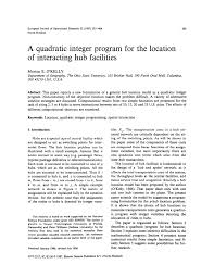 Pdf A Quadratic Integer Program For The Location Of Interacting Hub Facilities