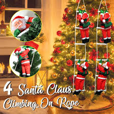 Add a touch of magic to the scene with pretty christmas lights like strings of bright globes that will create a warm and cozy ambiance outside the house. Climbing Santa With Rope Ladder Outdoor Christmas Decoration Walmart Com Walmart Com