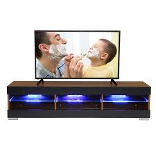 While white opens up space, black adds a sophisticated vibe to the decor. 57 Tv Stand Unit Cabinet W Open Shelves Media Console Cabinet With Led Lights Entertainment Center For Tvs Up To 65 Walmart Com Walmart Com