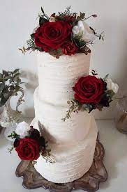 Red Rose Flower Cake Decorations Red Flower Cake Topper Accents Piece Three Piece Set Flower Cake Topper Wedding Cake Topper Wedding Cake Roses Wedding Cake Dark Red Red Rose Wedding Cake