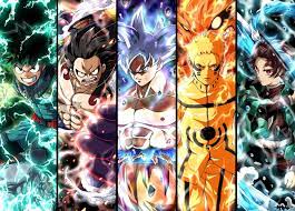 Anime Crossover Demon Slayer Kimetsu No Yaiba Dragon Ball Goku Izuku Midoriya Kurama Naruto Monkey Cool Anime Wallpapers Anime Crossover Anime Wallpaper