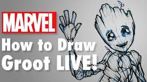 Baby groot resulted from groot's heroic sacrifice toward the end of the first guardians of the galaxy. during that movie, the tree creature used his ability to grow branches to encircle the other guardians and protect them as the ship they were aboard crashed. Livestream How To Draw Groot Marvel