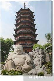 3 happy buddha statue/laughing buddha figurine/idol. Leinwandbild Smiling Buddha Statue Vor Der Pagode In Suzhou China Pixers Wir Leben Um Zu Verandern