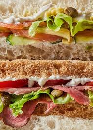 Macro Photo Of Homemade Sandwich Made With Cheese Meat Tomato Slices Capers Fresh Green Salad And Sauce Fast Food By Yar Homemade Sandwich Food Sandwiches