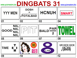 There is no particular theme with these sets of dingbats, the answers relating to well known phrases and sayings. Dingbats