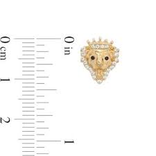 Cubic Zirconia Lion Head With Crown Stud Earrings In 10k Gold Piercing Pagoda Stud Earrings 10k Gold Piercing Pagoda