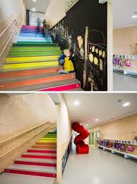 7 Inspiring Examples Of Rainbow Stairs This Kindergarten In Slovenia Has Rainbow Stairs That Have The Colors Written On Them As Well As Okul Renkler Bina