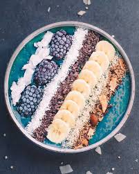 Blue Spirulina Bowl With Banana Coconut Blackberry And Coconut Nibs Smoothie Bowl Ingredients Homemade Smoothie Bowl Food