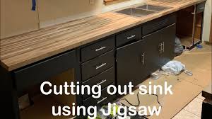 how to cut out sink in butcher block or