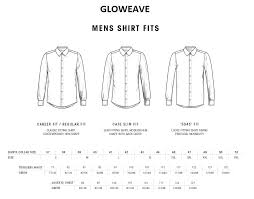 Mens Shirt Size Guide Gloweave Mens Shirts Size Chart