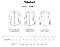 mens shirt size guide gloweave mens shirts size chart