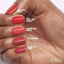 See Our New Summer Red Alongside Our Other Reds Hot Or Knot Is An Energetic Red Shellac Nail Colors Shellac Nail Art Cnd Shellac Nails Summer