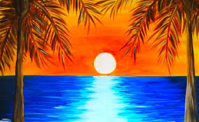 For step one you will first need to draw a horizontal line for the water end and then another slanted horizontal line for the beach line. How To Draw Sunset At The Beach Cute766