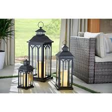 Hampton Bay 14 In Metal Lantern In Black Hd16007s The Home Depot In 2020 Metal Lanterns White Lanterns Large Outdoor Lanterns