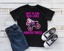 Just A Girl Who Loves Monster Trucks Unicorn Kids Shirt Etsy Monster Truck Kids Truck Shirts Monster Trucks