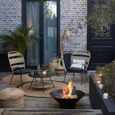 vuurschaal in metaal obole zwart la redoute interieurs la redoute decoration terrasse petits jardins de cour decor de patio