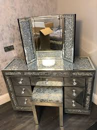 Maybe you would like to learn more about one of these? Monica Diamond Crush Mirrored 7 Draw Dressing Table With A Diamond Crush Top Stool Tri Fold Mirror Sold Out Until August