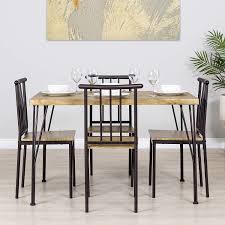 Amazonsmile Best Choice Products 5 Piece Indoor Modern Metal And Wood Rectangular Dining Table Furniture Set W Dining Table Table Furniture Wood Dining Table