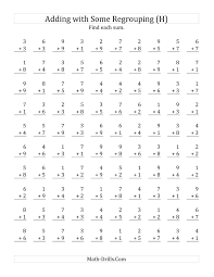 The 100 Single Digit Addition Questions With Some Regrouping Multiplication Facts Worksheets Math Multiplication Worksheets Printable Multiplication Worksheets