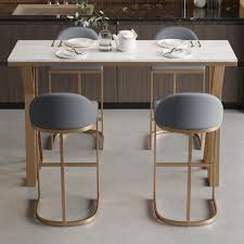 Made from 1/2 square steel rod. Gray Pu Leather Upholstered Bar Stool In Gold Set Of 2 Upholstered Bar Stools Bar Stools Contemporary Bar Stools