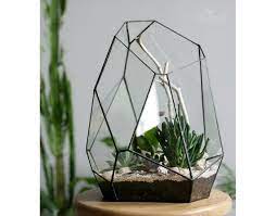 Handmade Stained Glass Terrarium Looks Great In Modern Interiors It May Be A Good Present For You Or Plea Geometric Terrarium Glass Terrarium Handmade Planter