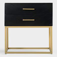 Complete your bedroom with nightstands and bedside tables that offer a convenient perch for a lamp, alarm clock and reading material. Edie Black Chevron Gold 2 Drawer Nightstand