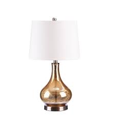 Unbranded 24 In Brushed Steel Gold Mercury Glass Table Lamp With Linen Shade And Led Bulb Included 19560 005 The Home Depot Gold Mercury Glass Gold Table Lamp Table Lamp