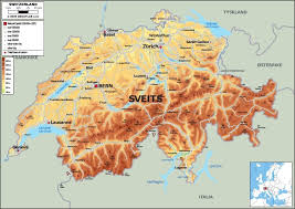 Switzerland, federated country of central europe. Kart Sveits Se Bla Plasseringen Av Bern Og Zurich