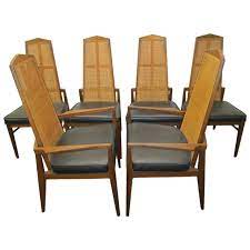 Six Walnut Foster And Mcdavid Cane Back Dining Chairs Mid Century Modern In 2021 High Back Dining Chairs Mid Century Modern Dining Room Chair White Leather Dining Chairs
