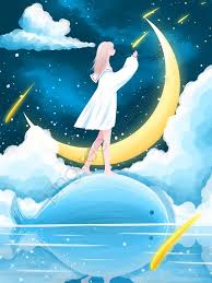 Good Night World Beautiful Cure Illustration Girl On The Whale Back Good Night Hello Night Illustration Image On Pngtree Free Download On Pngtree Night Illustration Good Night World Cute Girl Wallpaper