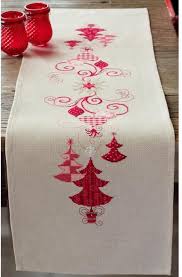Vervaco Red Christmas Decorations Table Runner Cross Stitch Kit 0144712 Christmas Cross Stitch Counted Cross Stitch Kits Cross Stitch