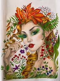 Winter Rose by Adele Lorienne from the fairies Compendium of Colouring  Heaven. I used pro markers, Holbein pencils, stardust pen in clear and soft  pastels 💕