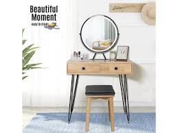You can also choose from panel. Vanity Set Makeup Dressing Table Stool 2 Drawer Lighted Mirror Storage Organizer Newegg Com