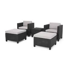 Bronze , brass , black , white , other colors customizable surface finishing : Waverly Outdoor 2 Seater Faux Wicker Print Chat Set With Ottomans By Christopher Knight Home Sale