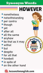 Synonym Words However English Vocabulary Lessons For English In 2020 Learn English Vocabulary Learn English English Vocabulary